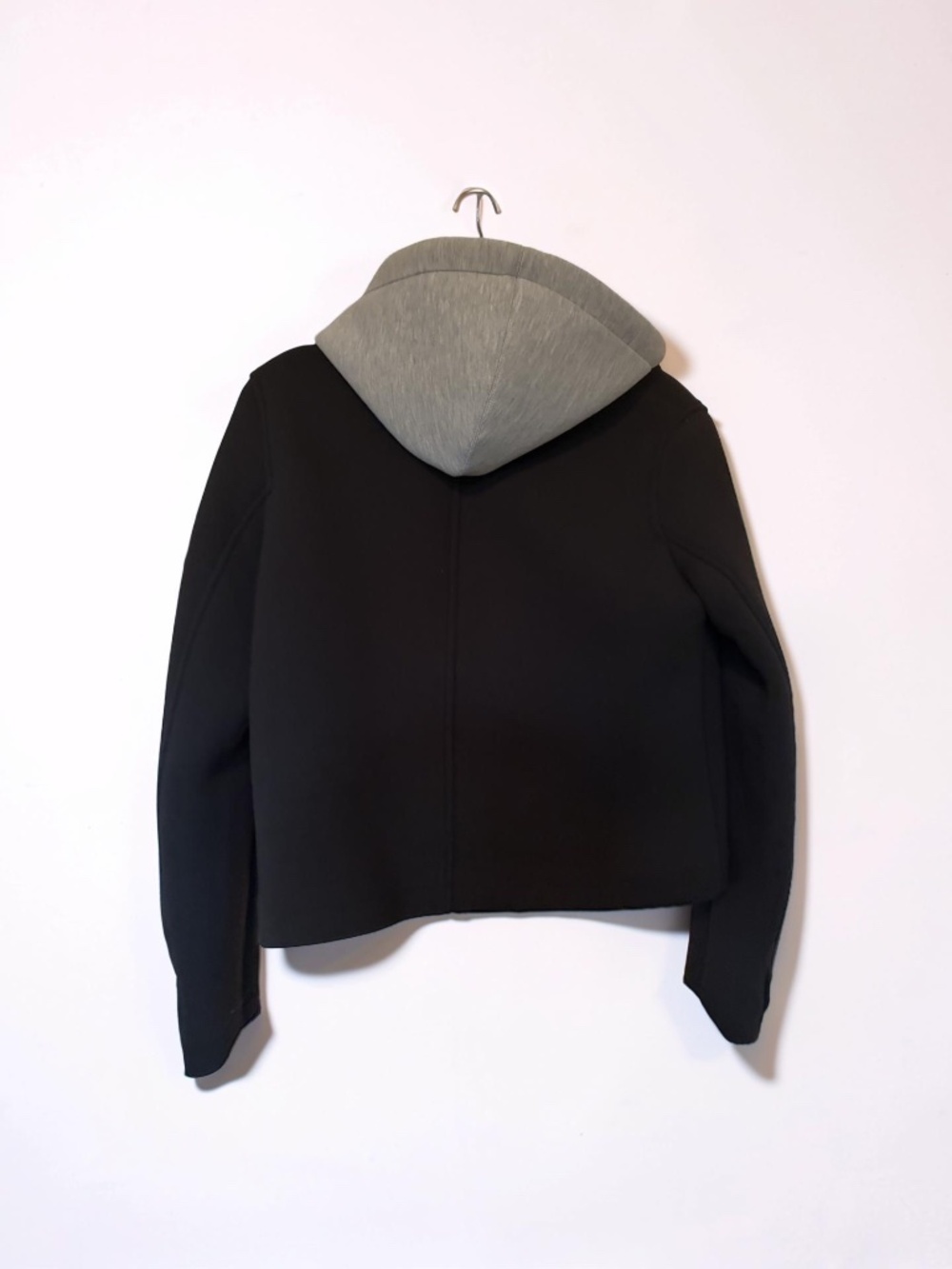 NWOT Zara Black Double-Breasted Cropped Peacoat with Integrated Hoodie - Picture 2 of 7